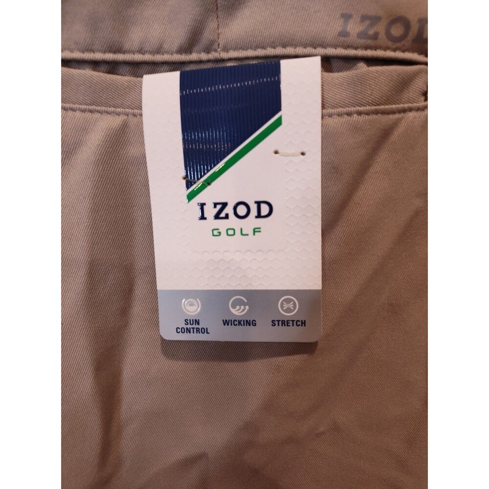 IZOD Golf Pants Men’s 38 NWT Sport Flex Stretch Trousers Sun Control Khaki - Picture 6 of 12